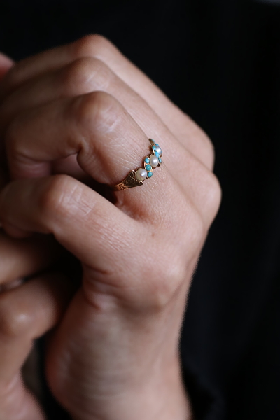 パール&ターコイズリング　ヴィクトリアン　ジョージアンリング　指輪　アンティークジュエリー　イギリス　アンティークストリュフ 20251212