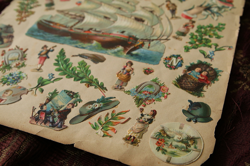 ヴィクトリアンデコパージュシート　イギリス　アンティークストリュフ