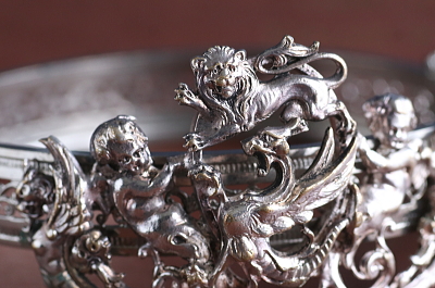 天使と幻獣シルバートーンブレスレット　フランス　アンティークストリュフ