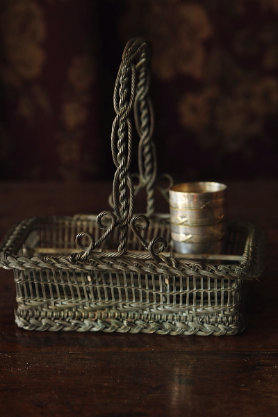 ワイヤーリキュールグラスキャリー　フランス　アンティークストリュフ 20250709