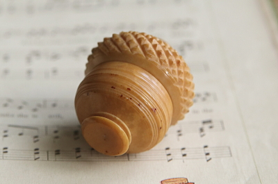 ベジタブルアイボリーのシンブルケース　ヴィクトリアン　イギリス　アンティークストリュフ