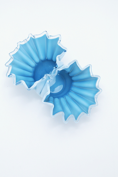 ブルーのグラスバスケット　フランス　アンティークストリュフ 20250808