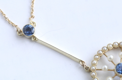 サファイアアンドシードパール　ラヴァリエールネックレス　イギリス