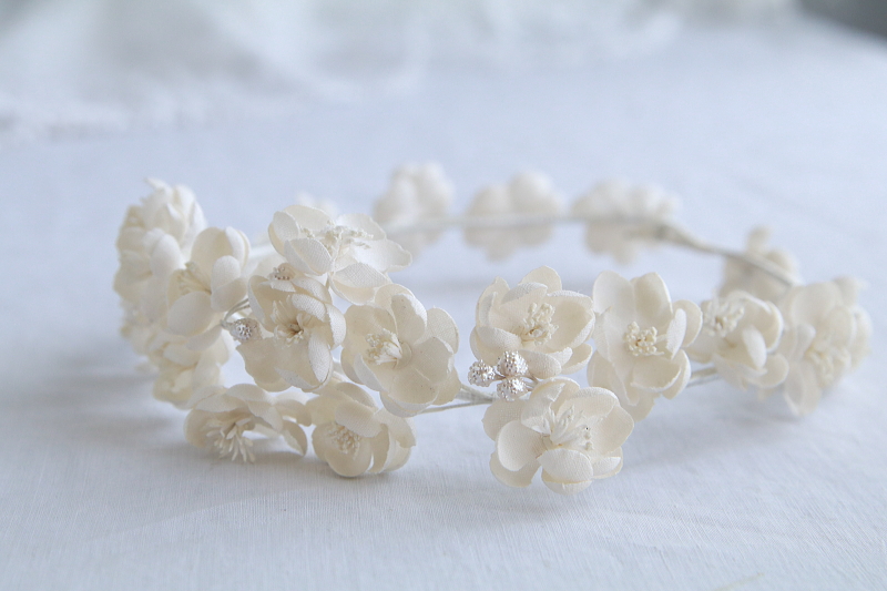 布花のティアラ　ウエディング　フランス　アンティークストリュフ