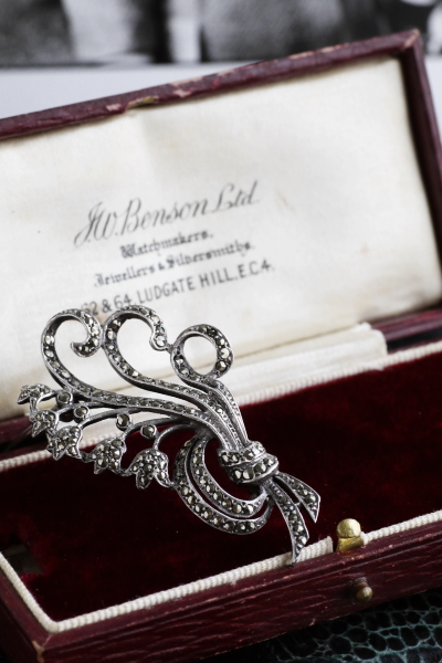 マーカサイトシルバーブローチ　スズラン　ヨーロッパ　アンティークストリュフ 20251016