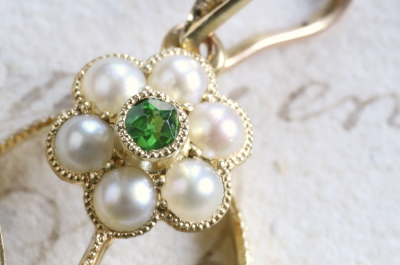デマントイドガーネット　パールペンダント　アンティークジュエリー　イギリス　アンティークストリュフ 20251210