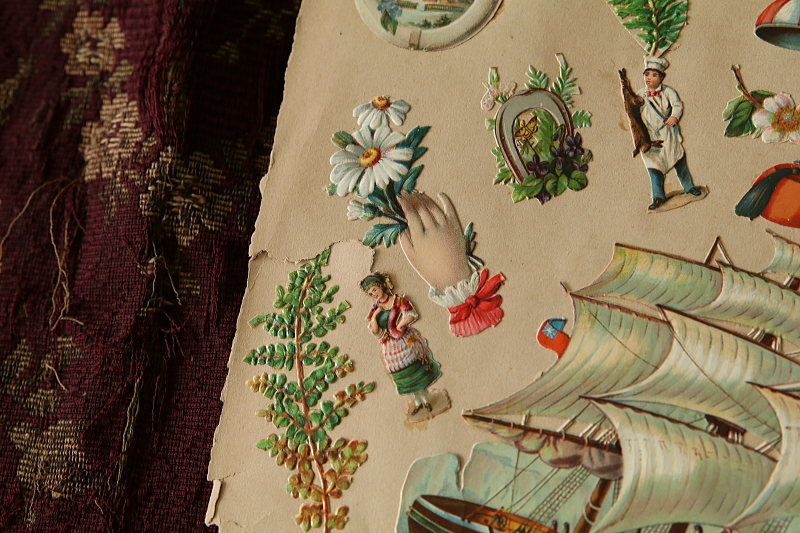 ヴィクトリアンデコパージュシート　イギリス　アンティークストリュフ