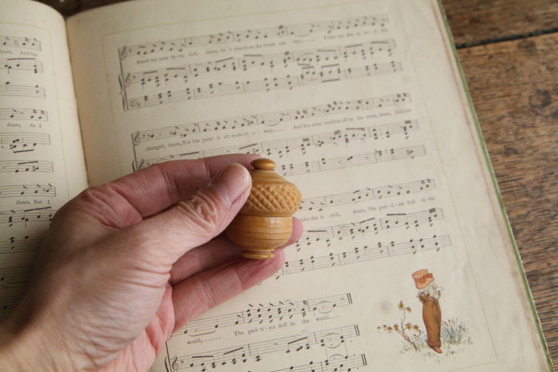 ベジタブルアイボリーのシンブルケース　ヴィクトリアン　イギリス　アンティークストリュフ