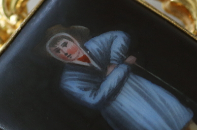 職業画のミニアチュールブローチ　ヨーロッパ　アンティークストリュフ