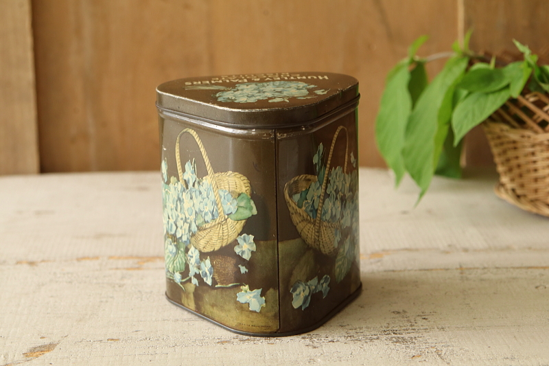 紫陽花のチョコレートビスケットティン　huntley and palmers イギリス　アンティークストリュフ