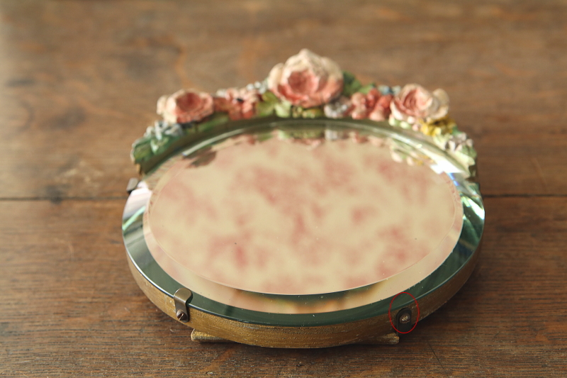 薔薇のバーボラミラー　イギリス　アンティークストリュフ