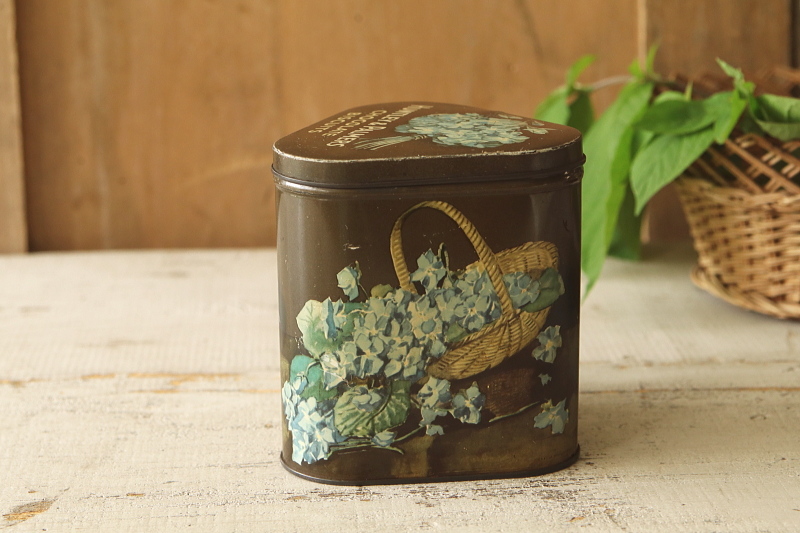 紫陽花のチョコレートビスケットティン　huntley and palmers イギリス　アンティークストリュフ