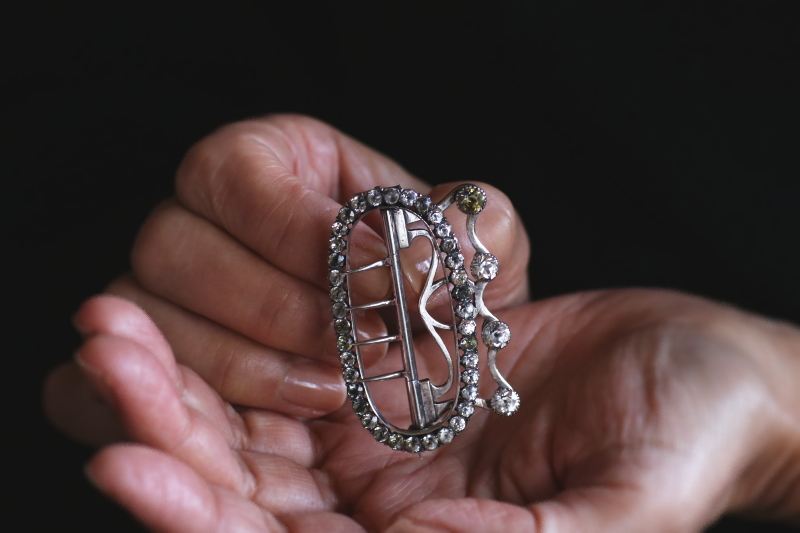 クリアペーストシルバーバックル　ジョージアンアンティーク アンティークストリュフ