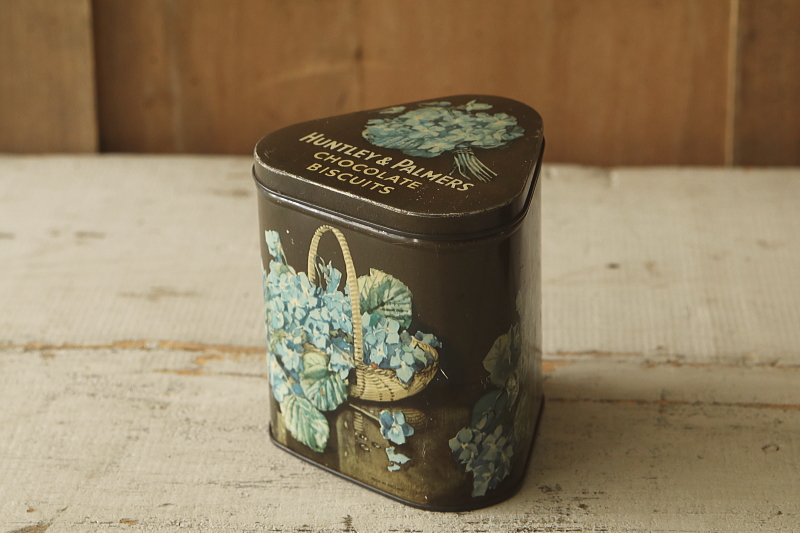 紫陽花のチョコレートビスケットティン　huntley and palmers イギリス　アンティークストリュフ