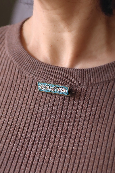 マイクロモザイクでイージーブローチ　イタリア アンティークストリュフ