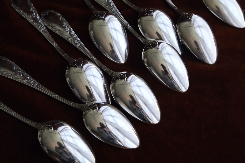 オリーブのテーブルスプーン＆フォーク　フランス　アンティークストリュフ