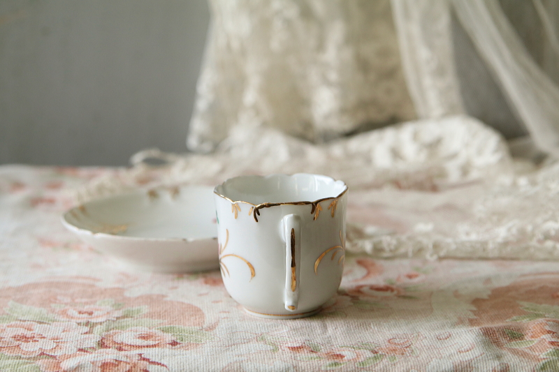 ウエディングスーベニール　コーヒーカップソーサー　vieux paris　アンティークストリュフ