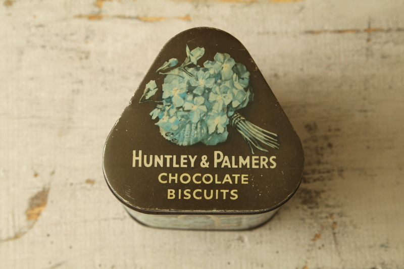 紫陽花のチョコレートビスケットティン　huntley and palmers イギリス　アンティークストリュフ