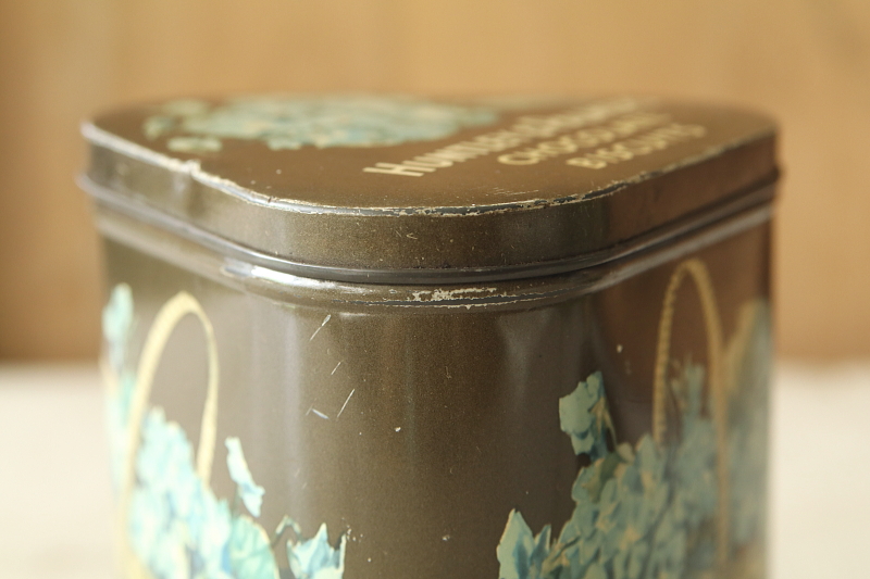 紫陽花のチョコレートビスケットティン　huntley and palmers イギリス　アンティークストリュフ