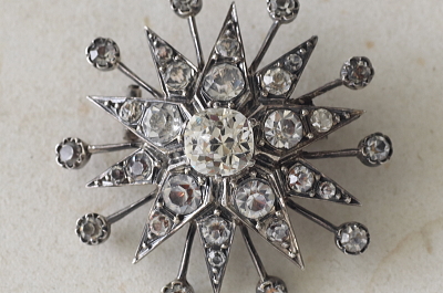 ヴィクトリアン～エドワーディアン　シルバーペーストブローチ　馬蹄　スター　アンティークストリュフ