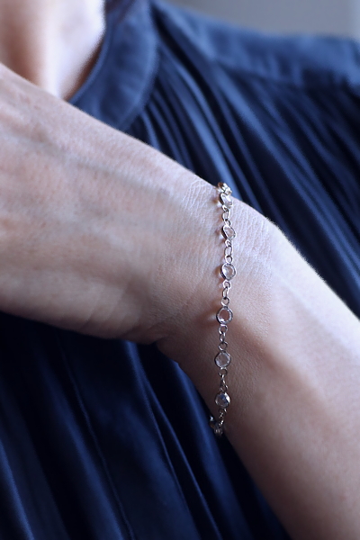 カットペーストシルバーブレスレット　ヨーロッパ　アンティークストリュフ