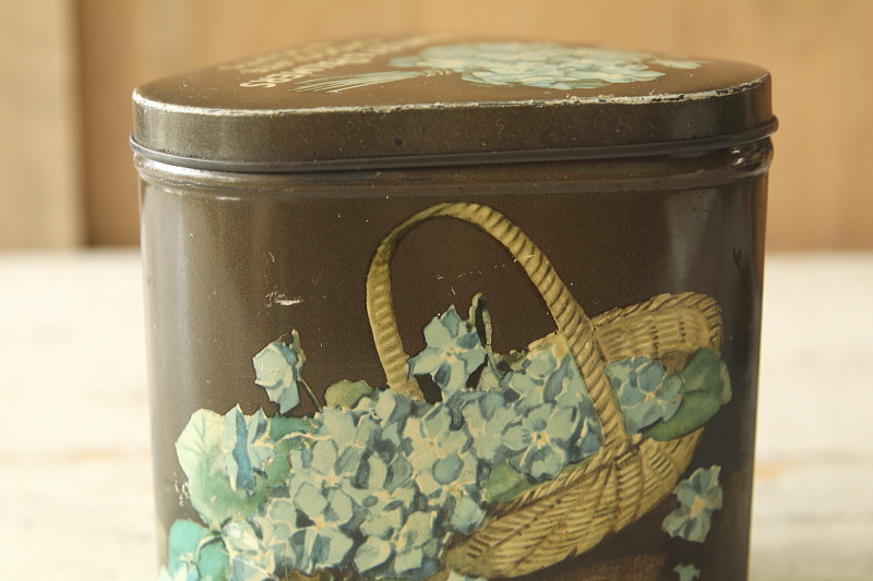 紫陽花のチョコレートビスケットティン　huntley and palmers イギリス　アンティークストリュフ