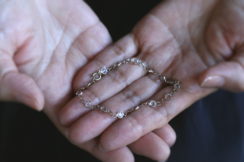 カットペーストシルバーブレスレット　ヨーロッパ　アンティークストリュフ