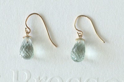 ブリオレットカットグリーンクォーツピアス　イヤリング　イギリス　アンティークストリュフ