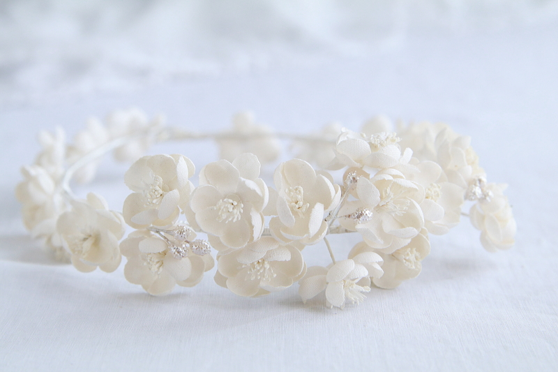 布花のティアラ　ウエディング　フランス　アンティークストリュフ