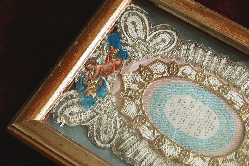 ヴィクトリアングリーティングカード　ヴィンテージフレーム　イギリス　アンティークストリュフ