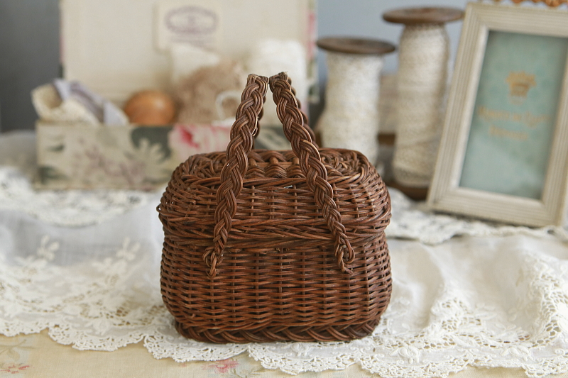 ドールズパニエ　ミニチュアハンパーバスケット　フランス　アンティークストリュフ