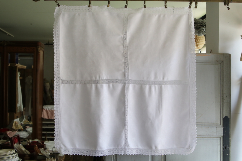 ローズダマスクリネンテーブルクロス　イギリス　アンティークストリュフ