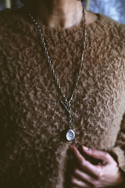 シルバーウォッチチェーンネックレス　イギリス　アンティークストリュフ 20251217