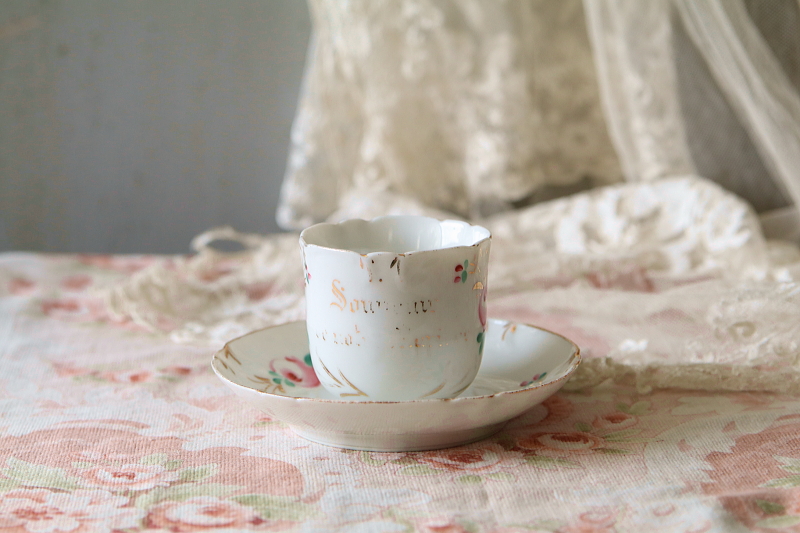 ウエディングスーベニール　コーヒーカップソーサー　vieux paris　アンティークストリュフ