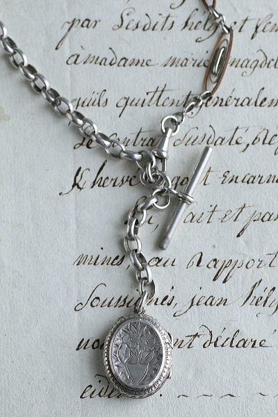 シルバーウォッチチェーンネックレス　イギリス　アンティークストリュフ 20251217