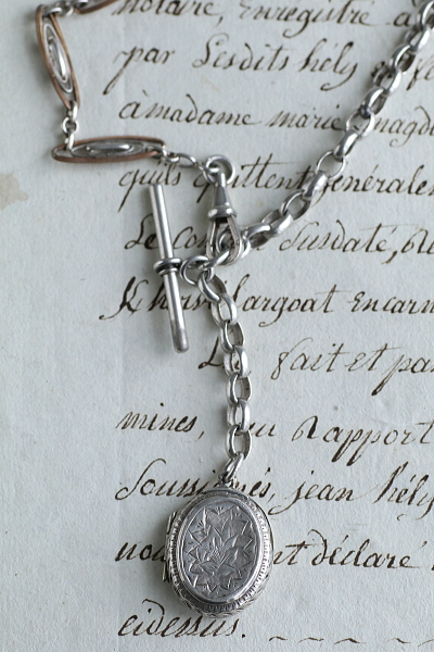 シルバーウォッチチェーンネックレス　イギリス　アンティークストリュフ 20251217