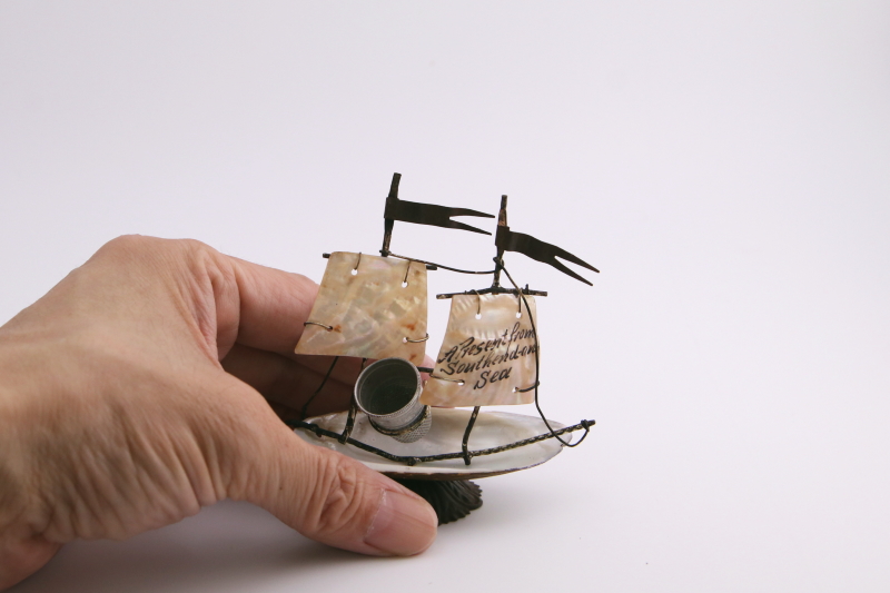 　貝殻の帆船　スーベニールソーイングラック　サウスエンド・オン・シー　イギリス　アンティークストリュフ 20250806