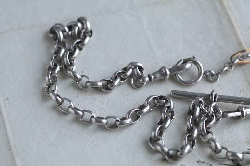 シルバーウォッチチェーンネックレス　イギリス　アンティークストリュフ 20251217