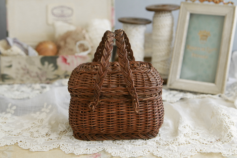 ドールズパニエ　ミニチュアハンパーバスケット　フランス　アンティークストリュフ