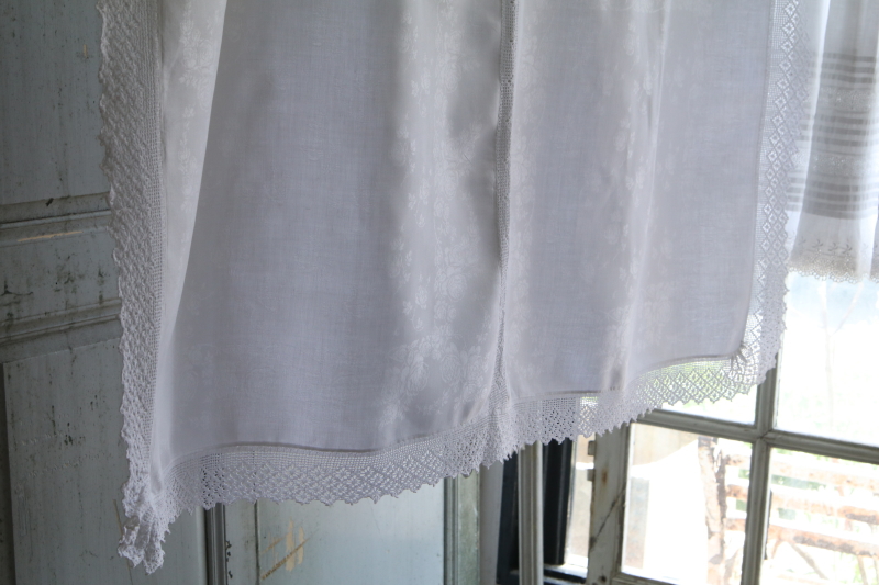 ローズダマスクリネンテーブルクロス　イギリス　アンティークストリュフ