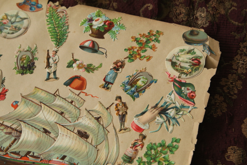 ヴィクトリアンデコパージュシート　イギリス　アンティークストリュフ