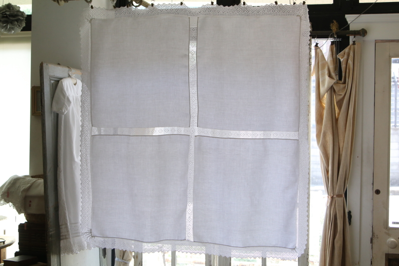 ローズダマスクリネンテーブルクロス　イギリス　アンティークストリュフ