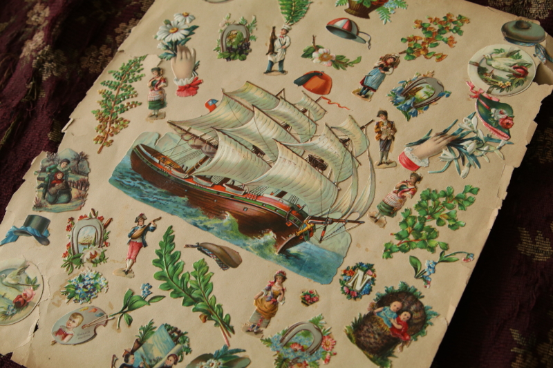 ヴィクトリアンデコパージュシート　イギリス　アンティークストリュフ