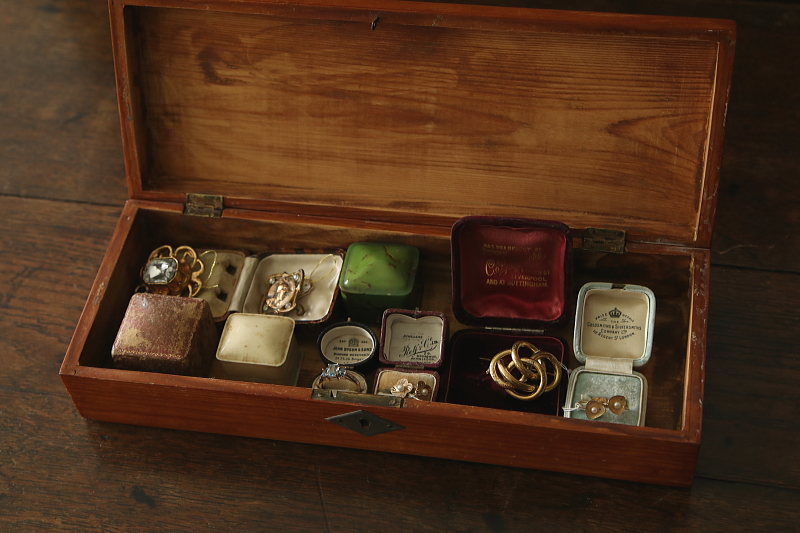 勿忘草の　モシュリンヌボックス　グローブ　イギリス　アンティークストリュフ