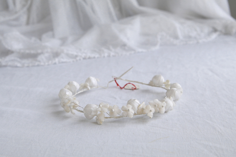 布花のティアラ　ウエディング　フランス　アンティークストリュフ