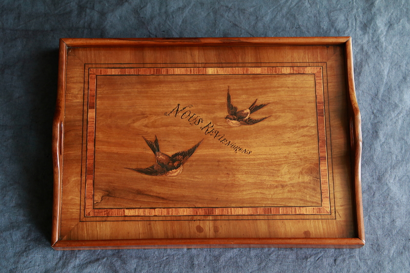 ツバメのオリーブウッドトレイ　フランス　アンティークストリュフ
