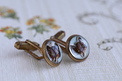 キツネのグラスカフリンクス　ヴィンテージジュエリー　アクセサリー　イギリス　アンティークストリュフ 20251218