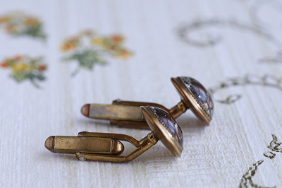 キツネのグラスカフリンクス　ヴィンテージジュエリー　アクセサリー　イギリス　アンティークストリュフ 20251218