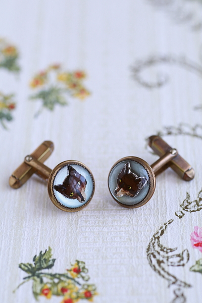 キツネのグラスカフリンクス　ヴィンテージジュエリー　アクセサリー　イギリス　アンティークストリュフ 20251218