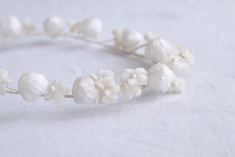 布花のティアラ　ウエディング　フランス　アンティークストリュフ